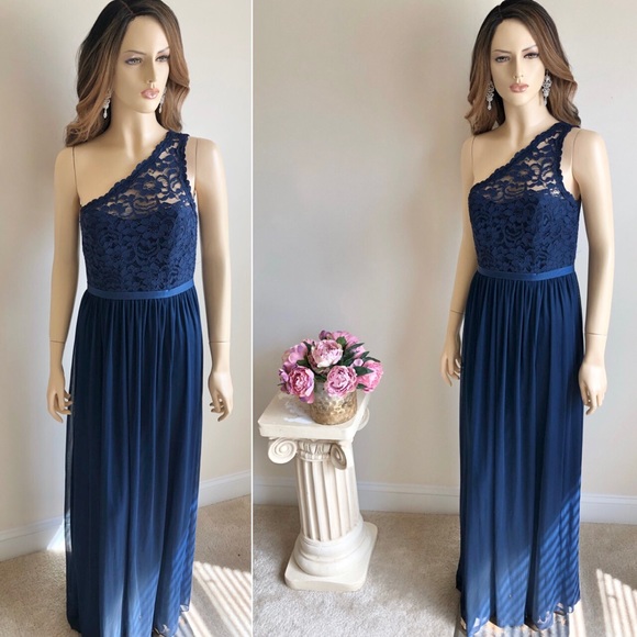 David's Bridal Dresses Davids Bridal Navy Blue Long One Shoulder